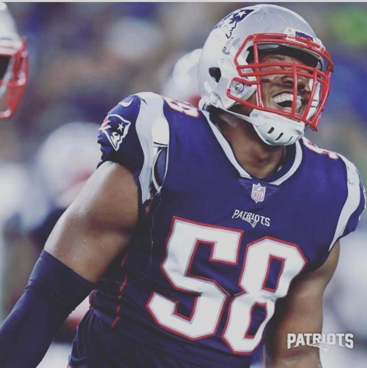 Keionta Davis #58 is part of the team New England Patriots