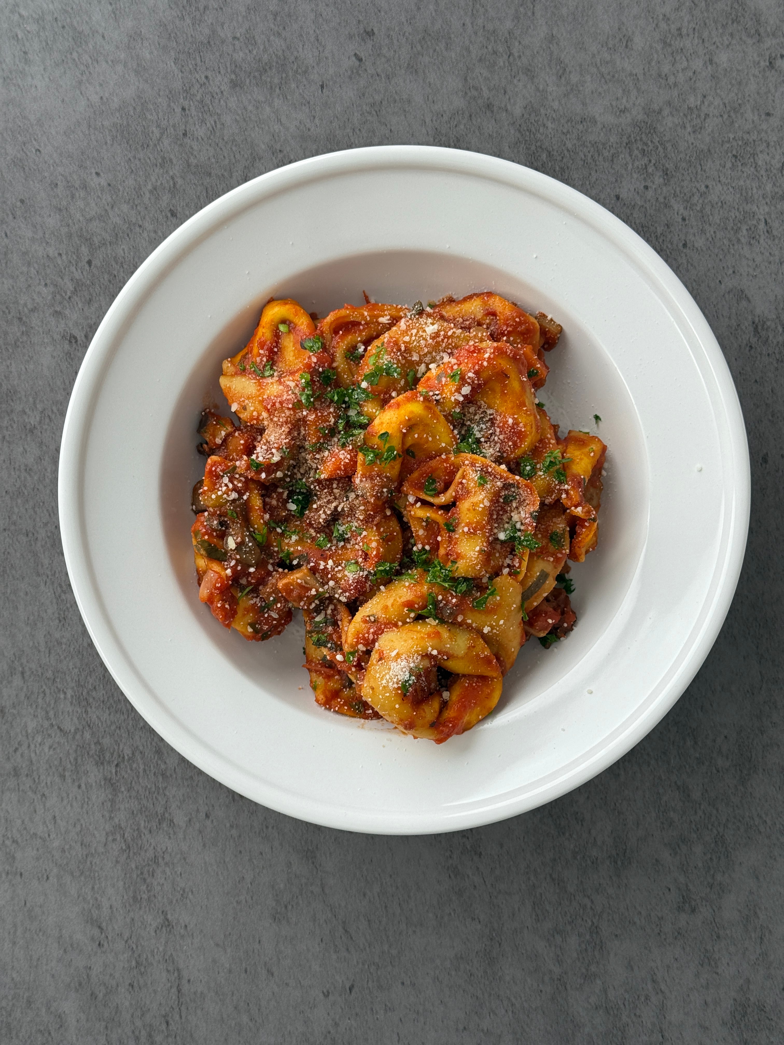 Mushroom Bolognese over Cheese Ravioli 